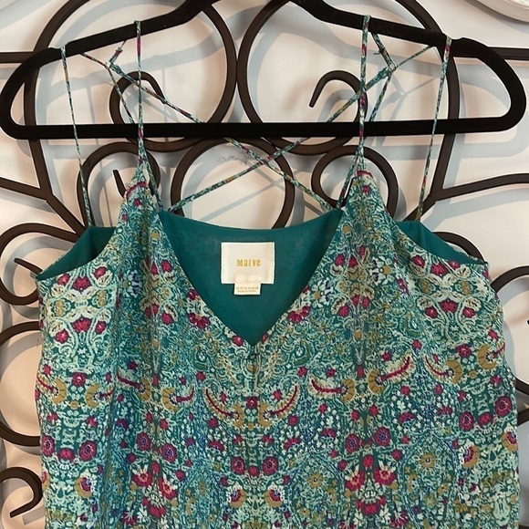 NWOT ANTHROPOLOGIE MAEVE MERET 100% SILK TUNIC TURQUOISE/PINK SIZE 10 - Picture 3 of 13